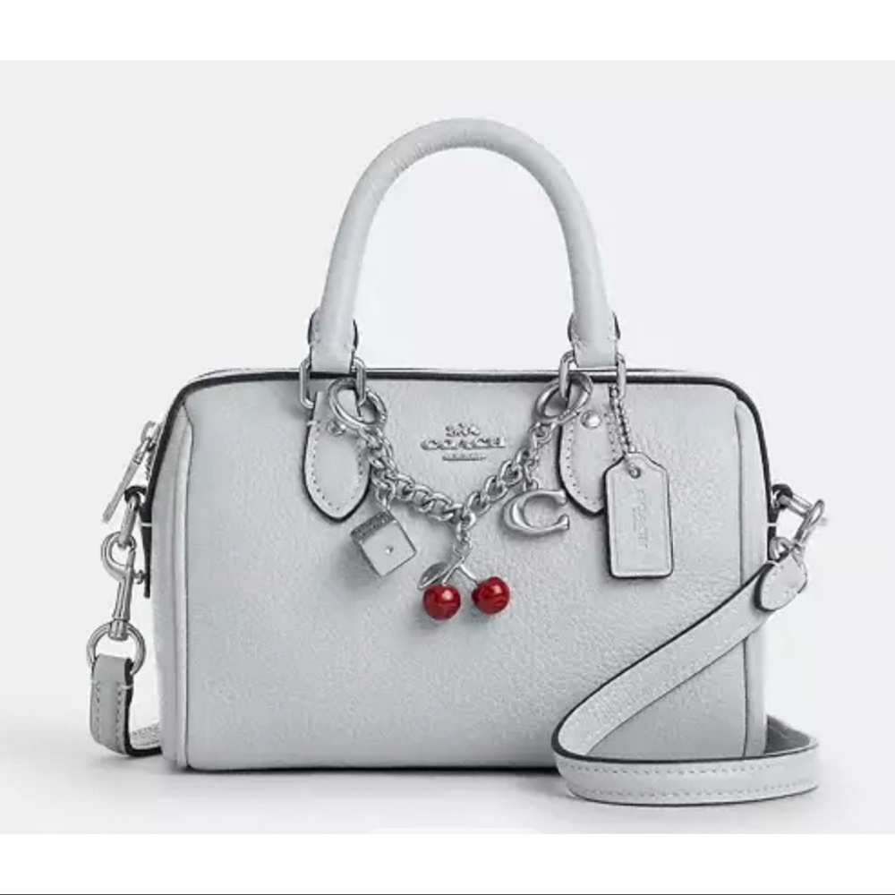 Coach Mini Rowan Bag With Charms Ice Blue NWT
